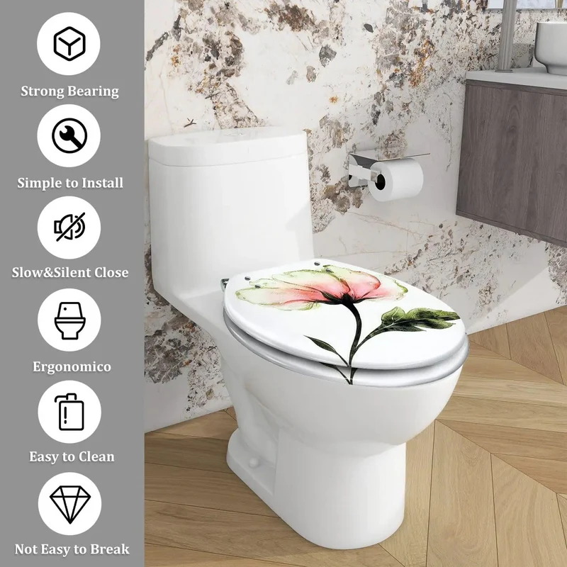 Built Tough Resin Elongated Toilet Seat Featuring Silent Soft Close Design And Fully Universal American Standard Mounting Hardware For Seriously Hassle Free Bathroom Installations