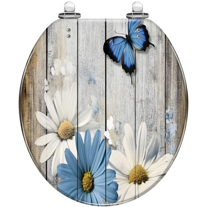 Heavy Duty Wooden Resin Toilet Seat For Home Bathroom Adjustable Top Mount Quick Install Hardware And Smooth Rounded Contour Fits Most Standard Models Well
