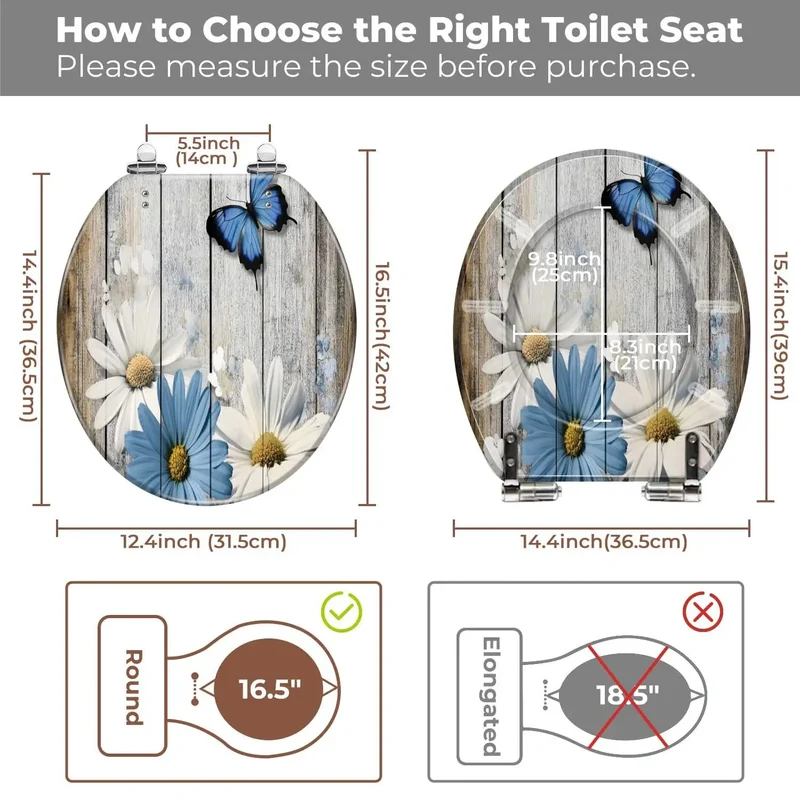 Heavy Duty Wooden Resin Toilet Seat For Home Bathroom Adjustable Top Mount Quick Install Hardware And Smooth Rounded Contour Fits Most Standard Models Well