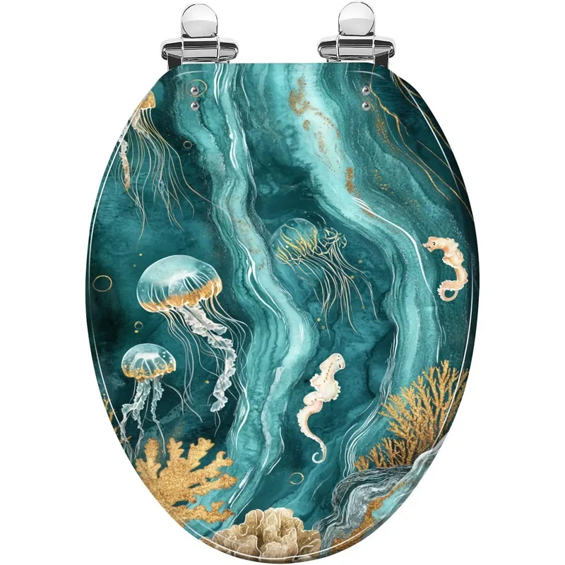 Elongated Resin Toilet Seat With Adjustable Hinges Fits Most Standard American Toilets Includes Dual Mounting Hardware For Skirted And Non Skirted Models Super Solid Build No Sweat Setup Smooth Swing Action Total Game Changer Upgrade Your Home