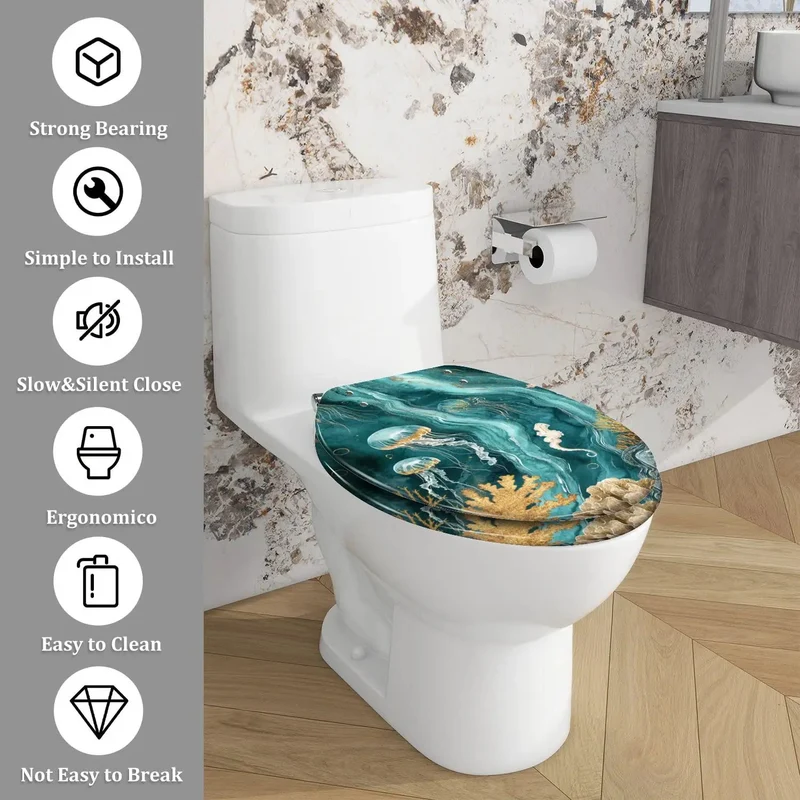 Elongated Resin Toilet Seat With Adjustable Hinges Fits Most Standard American Toilets Includes Dual Mounting Hardware For Skirted And Non Skirted Models Super Solid Build No Sweat Setup Smooth Swing Action Total Game Changer Upgrade Your Home