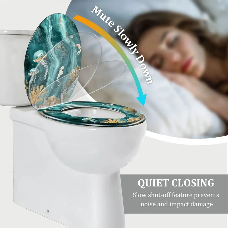 Elongated Resin Toilet Seat With Adjustable Hinges Fits Most Standard American Toilets Includes Dual Mounting Hardware For Skirted And Non Skirted Models Super Solid Build No Sweat Setup Smooth Swing Action Total Game Changer Upgrade Your Home