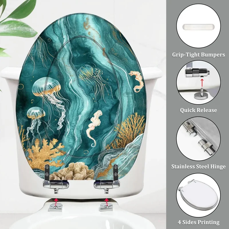 Elongated Resin Toilet Seat With Adjustable Hinges Fits Most Standard American Toilets Includes Dual Mounting Hardware For Skirted And Non Skirted Models Super Solid Build No Sweat Setup Smooth Swing Action Total Game Changer Upgrade Your Home