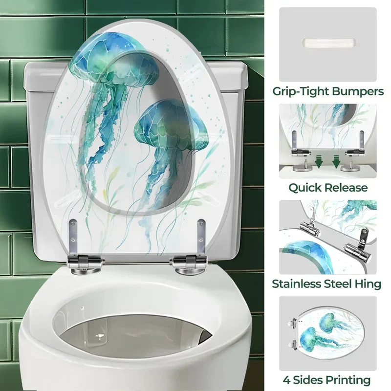 Cosmic Pattern Resin Elongated Toilet Seat Featuring Heavy Duty Quick Install Hardware And Game Changing Comfort For Hassle Free Bathroom Transformations