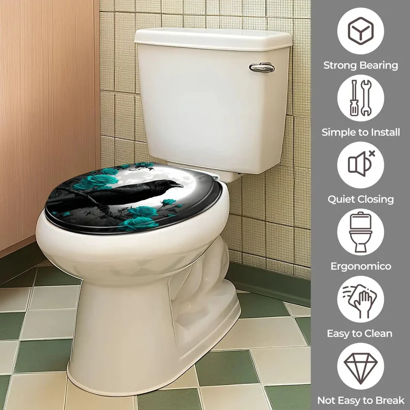 Round Decorative Toilet Seat With Universal Adjustable Mounting Kit For Effortless Bathroom Upgrade Smooth Non Slip Surface And Easy Tool Free Swap That Truly Slaps