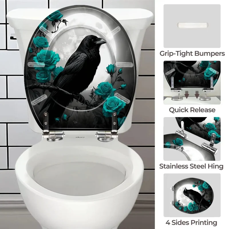 Round Decorative Toilet Seat With Universal Adjustable Mounting Kit For Effortless Bathroom Upgrade Smooth Non Slip Surface And Easy Tool Free Swap That Truly Slaps