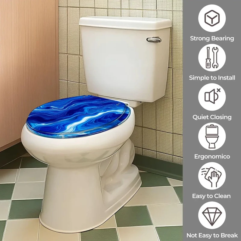 Round Resin Toilet Seat With Adjustable Universal Fit Covers 4 To 7 Inch Mounting Range Slick Coated Surface And Breezy Hardware Setup Transforms Any Bathroom Quickly Today Includes Easy Install Kit
