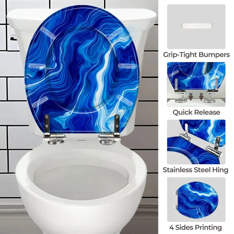 Round Resin Toilet Seat With Adjustable Universal Fit Covers 4 To 7 Inch Mounting Range Slick Coated Surface And Breezy Hardware Setup Transforms Any Bathroom Quickly Today Includes Easy Install Kit
