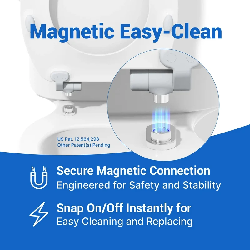 Round White Durable Wood Toilet Seat With Smooth Slow Close Design And Magnetic Quick Release Magic Hinge For Zero Sweat No Slam Setup Total Bathroom Glow Up Super Easy Cleanup White Lid