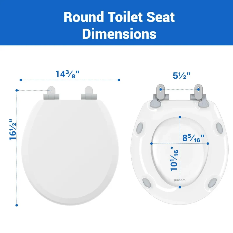 Round White Durable Wood Toilet Seat With Smooth Slow Close Design And Magnetic Quick Release Magic Hinge For Zero Sweat No Slam Setup Total Bathroom Glow Up Super Easy Cleanup White Lid