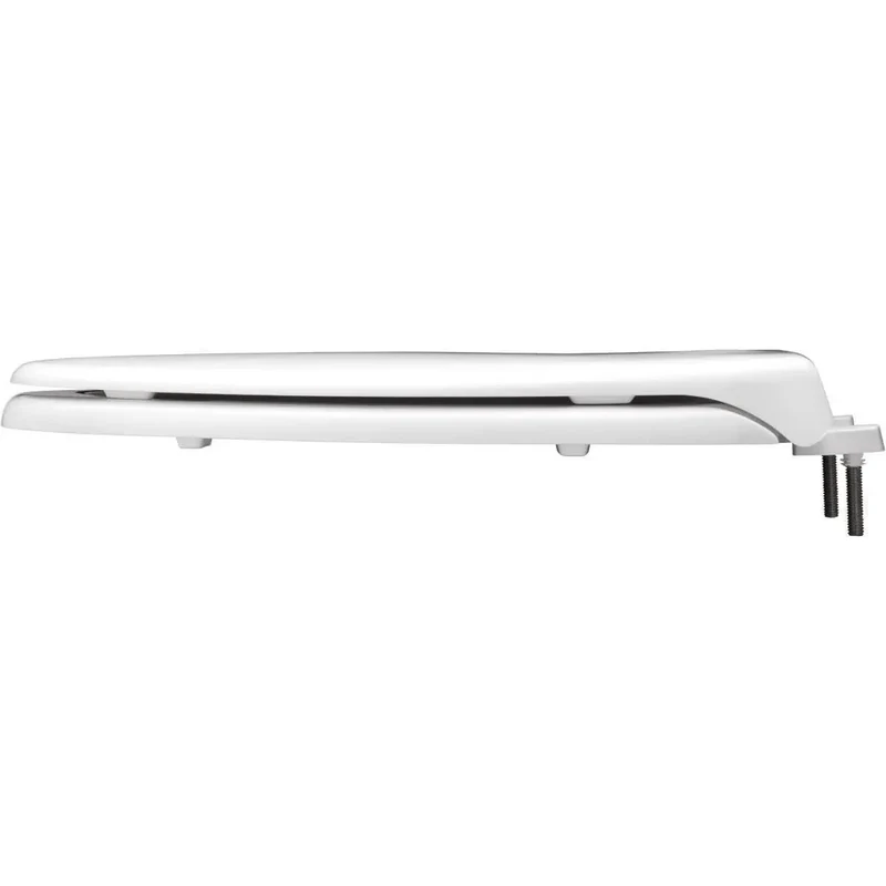 Heavy Duty Commercial Grade Elongated Closed Front Toilet Seat With Lid, White Durable Plastic Seat For Home And Business Restrooms, Rock Solid Non Loosening Stainless Steel Hardware Secure Build