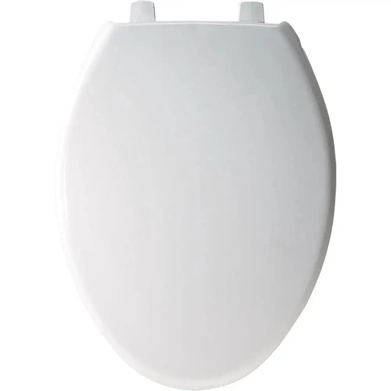 Heavy Duty Commercial Grade Elongated Closed Front Toilet Seat With Lid, White Durable Plastic Seat For Home And Business Restrooms, Rock Solid Non Loosening Stainless Steel Hardware Secure Build