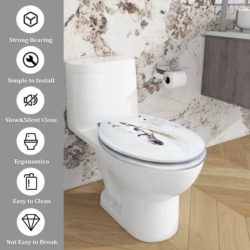 Elongated Toilet Seat Featuring Soft Close Lid And Fully Adjustable Hinges For Standard American Bathrooms Ships With Quick Release Hardware And Universal Skirted Mounting For Dead Simple Install