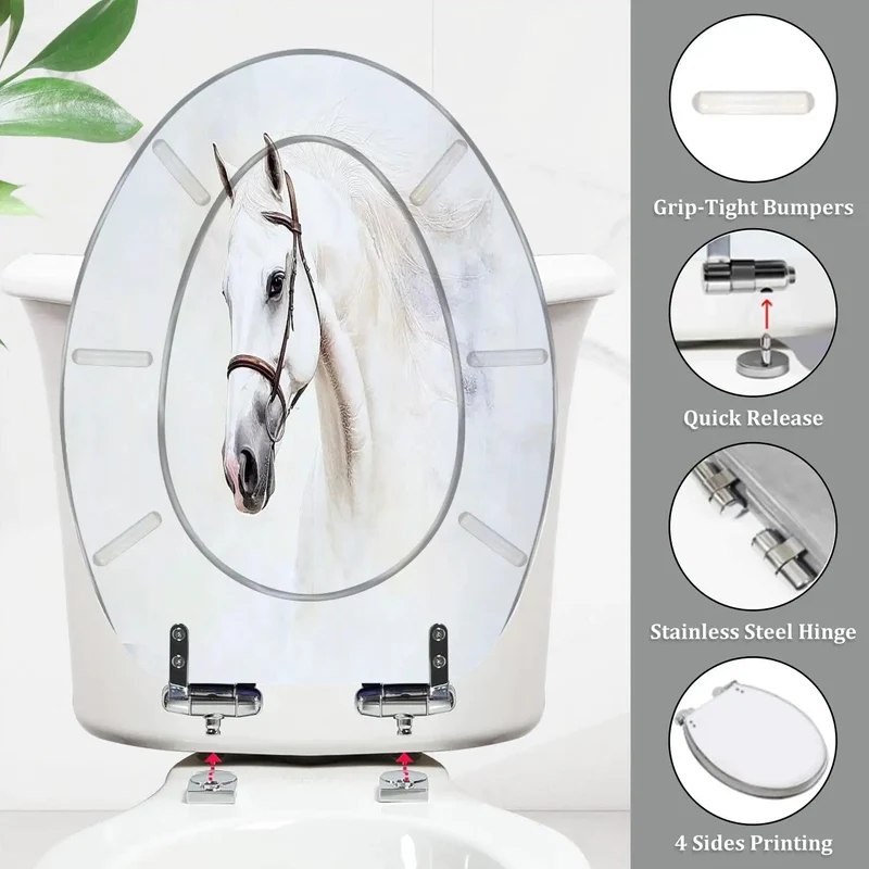 Elongated Toilet Seat Featuring Soft Close Lid And Fully Adjustable Hinges For Standard American Bathrooms Ships With Quick Release Hardware And Universal Skirted Mounting For Dead Simple Install