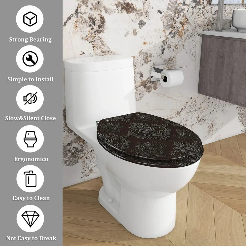 Heavy Duty Gothic Resin Toilet Seat With No Fuss Installation Hardware And Secure Grip Fasteners For Standard Bathrooms That Snap Right On And Make Plumbing Jobs Feel Like A Breeze All Year Long