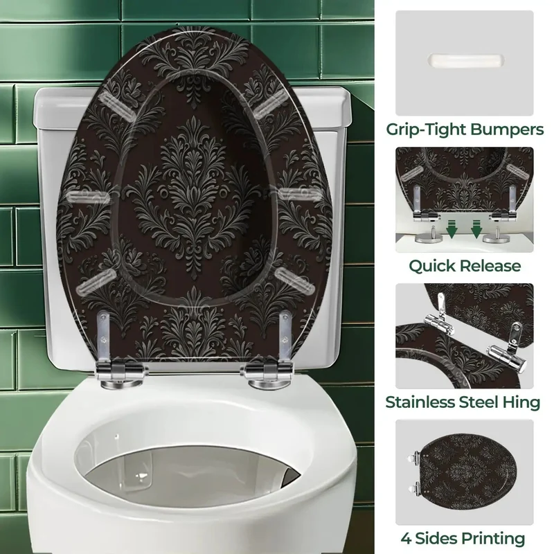 Heavy Duty Gothic Resin Toilet Seat With No Fuss Installation Hardware And Secure Grip Fasteners For Standard Bathrooms That Snap Right On And Make Plumbing Jobs Feel Like A Breeze All Year Long
