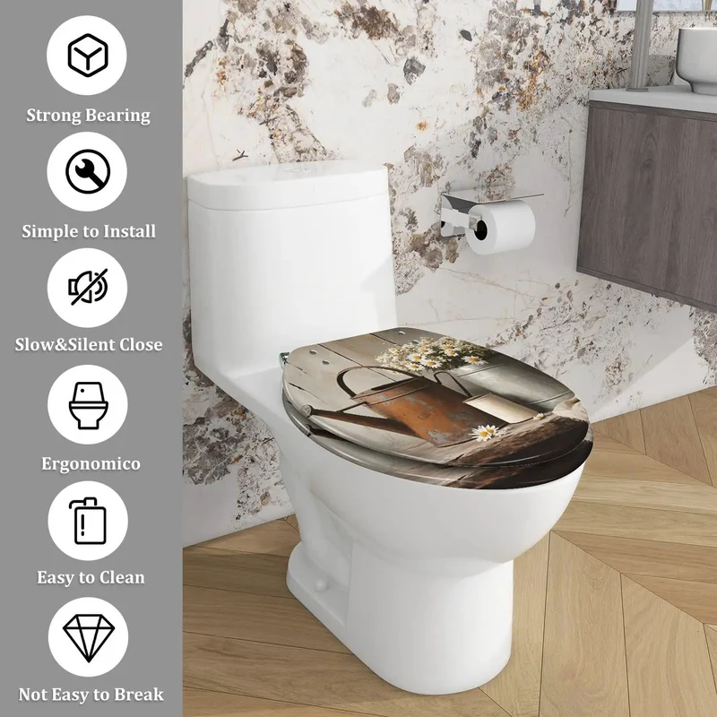 Premium Farmhouse Elongated Toilet Seat Comes Fully Loaded With Heavy Duty Mounting Kit For No Sweat Installations And Smooth Daily Routine Usage Year Round
