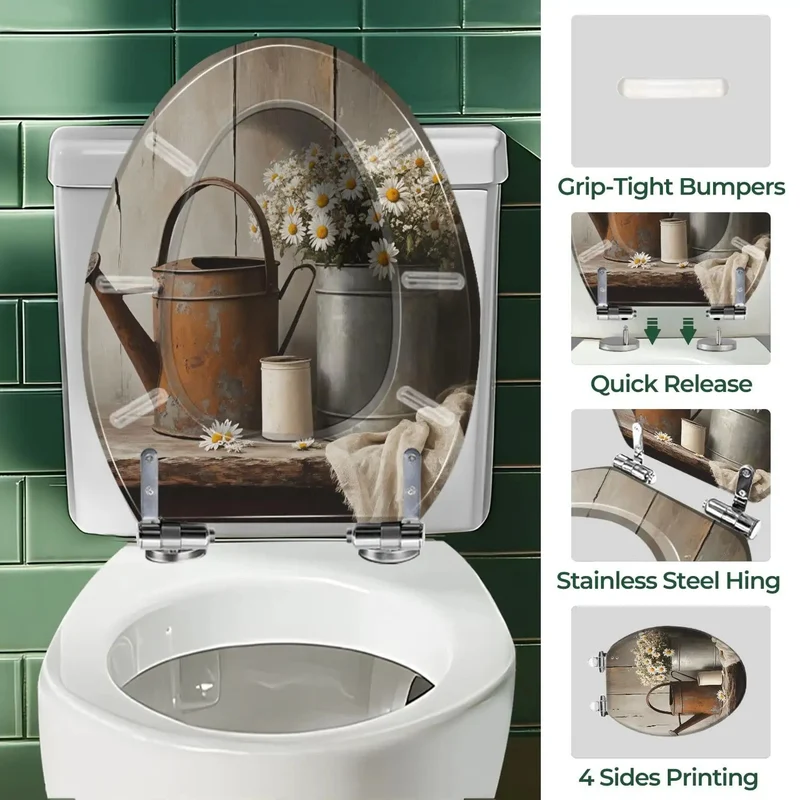 Premium Farmhouse Elongated Toilet Seat Comes Fully Loaded With Heavy Duty Mounting Kit For No Sweat Installations And Smooth Daily Routine Usage Year Round