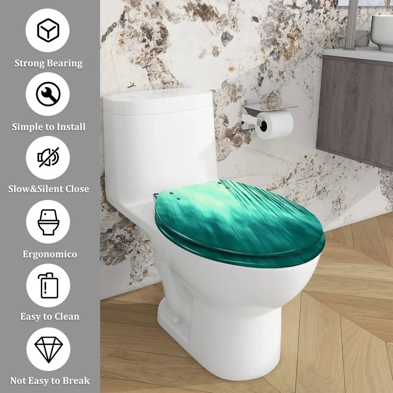 Premium Elongated Toilet Seat Resin for Bathroom Hassle Free Install Adjustable Hinges Work with Most Toilets Include Fit Kit for Skirted and Non Skirted Models Durable Smooth Finish Pro Performance Heavy Duty Build Lifetime Satisfaction