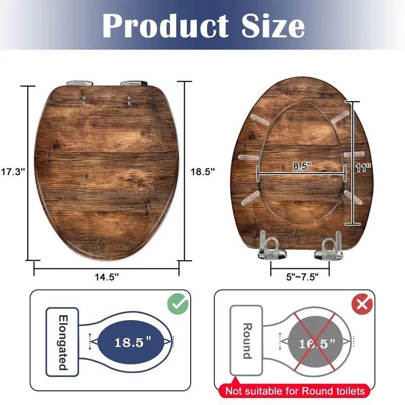 Replacement Elongated Resin Toilet Seat For Home Bathroom Featuring Adjustable Self Closing Hinges Straight Forward Install No Sweat Quick Swap For Rock Solid Durability And Smooth Daily Comfort