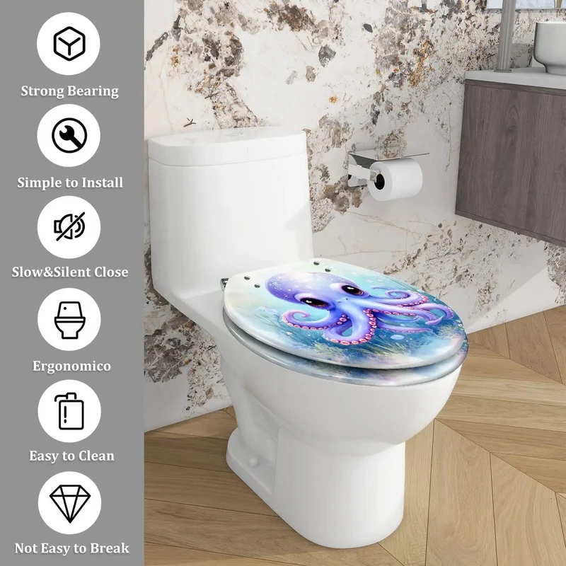 Kid Approved Ocean Theme Elongated Toilet Seat With Soft Close Lid Universal Fit And Zero Sweat Setup For Home Bathrooms Making Potty Time A Total Breeze