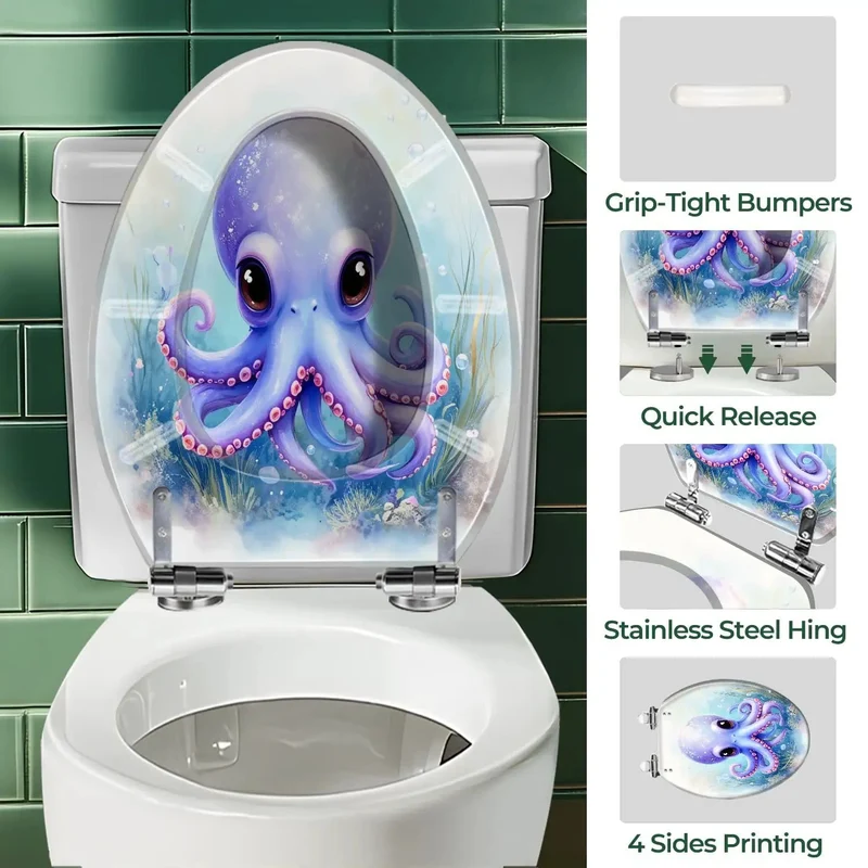 Kid Approved Ocean Theme Elongated Toilet Seat With Soft Close Lid Universal Fit And Zero Sweat Setup For Home Bathrooms Making Potty Time A Total Breeze