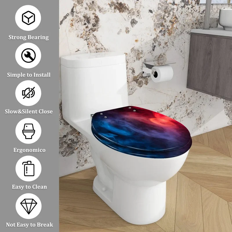 Rock Solid Round Toilet Seat Molded From Durable Resin With Adjustable No Fuss Hinges That Snap Tight On Standard American Toilets A Knockout Pick For Spooky Season Decor Or Routine Bathroom Updates