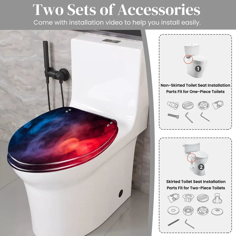 Rock Solid Round Toilet Seat Molded From Durable Resin With Adjustable No Fuss Hinges That Snap Tight On Standard American Toilets A Knockout Pick For Spooky Season Decor Or Routine Bathroom Updates