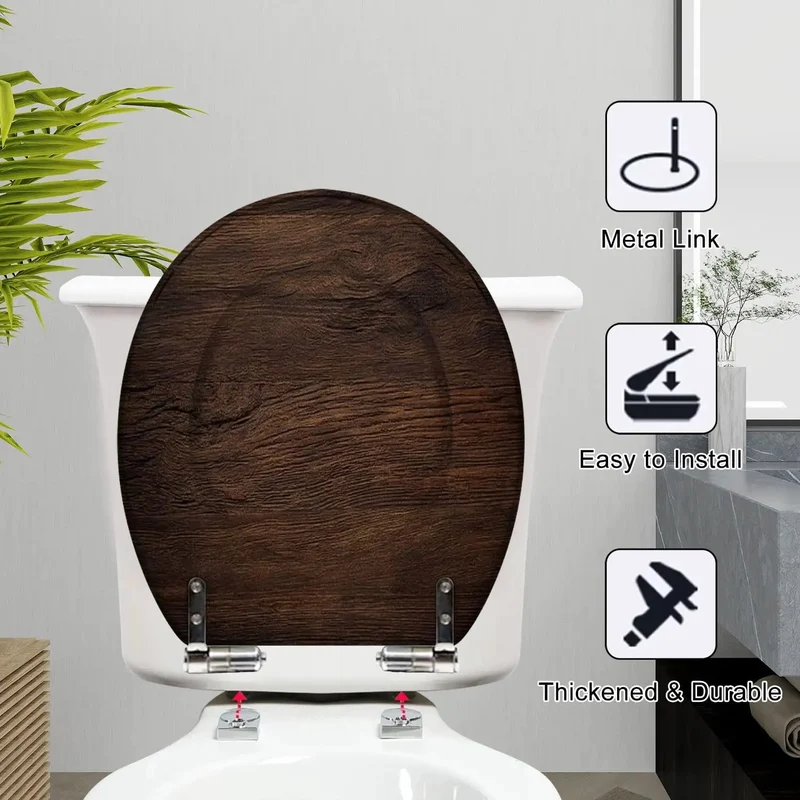 Top Tier Round Replacement Toilet Seat With Silencer Slow Close Lid Quick Swap Hinges And Heavy Duty Injection Molded Resin Wood Seat Build For Modern Bathrooms Standard Size Fits All Fixtures Everywhere You Go