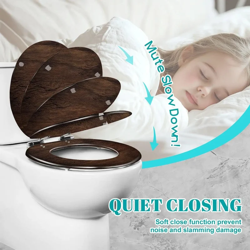 Top Tier Round Replacement Toilet Seat With Silencer Slow Close Lid Quick Swap Hinges And Heavy Duty Injection Molded Resin Wood Seat Build For Modern Bathrooms Standard Size Fits All Fixtures Everywhere You Go
