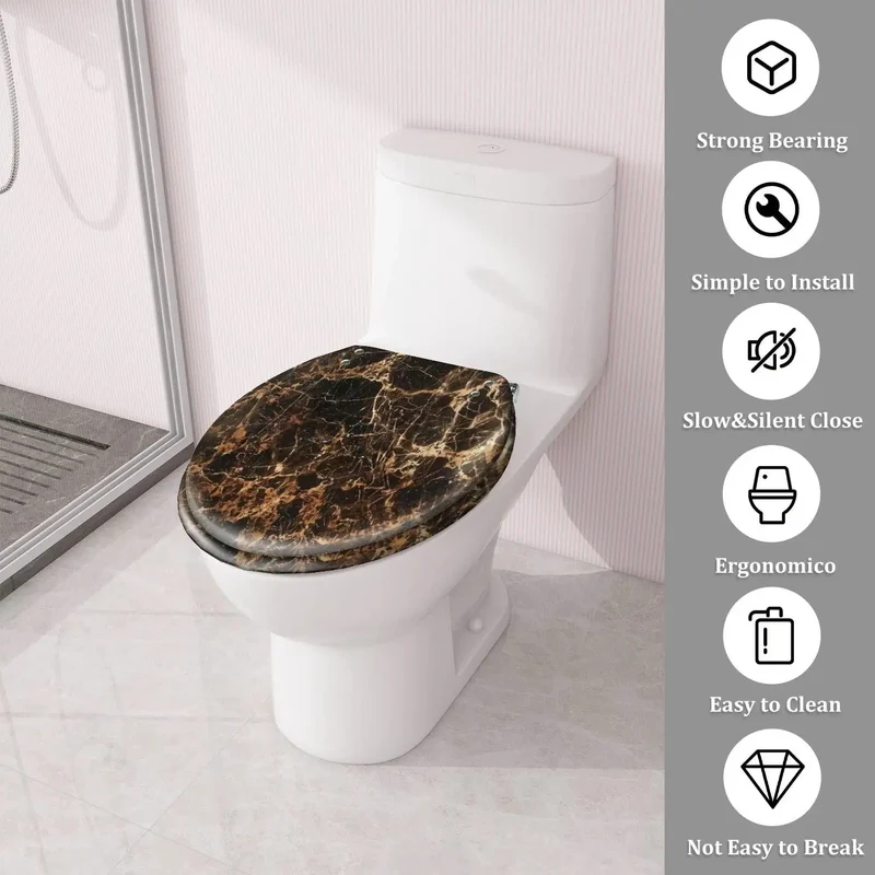 No Fuss Round Replacement Toilet Seat With Slick Soft Close Lid For Bathroom Standard American Fixtures Quick Snap Adjust Hinge Smooth Quiet Close Gentle Drop Easy Peasy Setup