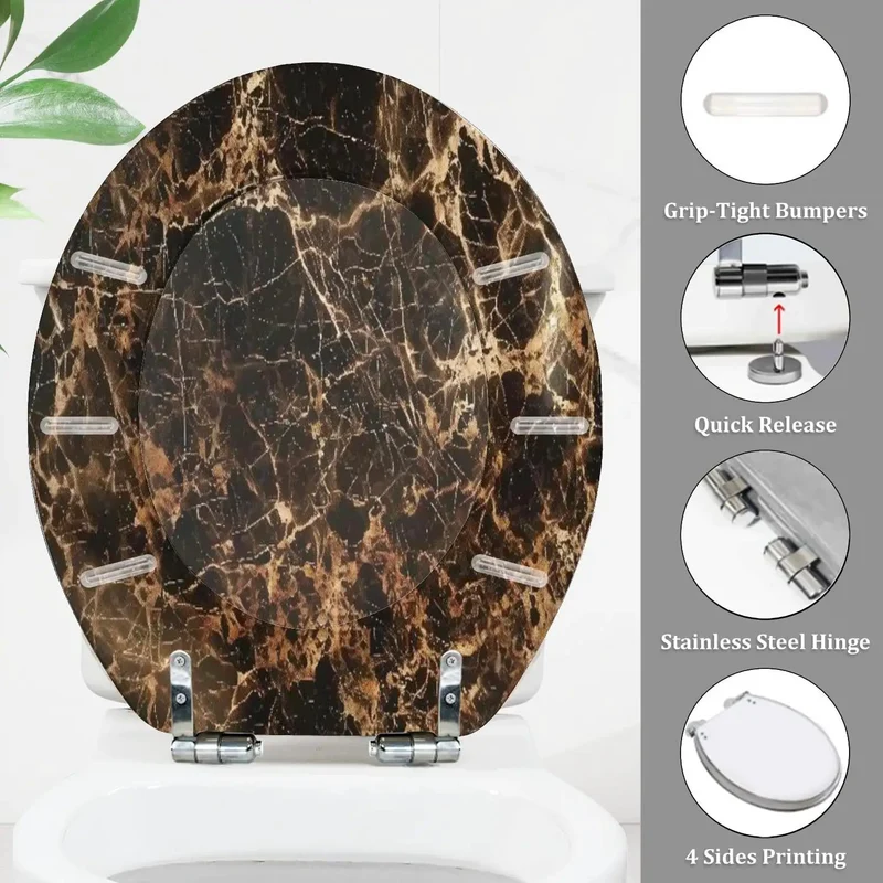 No Fuss Round Replacement Toilet Seat With Slick Soft Close Lid For Bathroom Standard American Fixtures Quick Snap Adjust Hinge Smooth Quiet Close Gentle Drop Easy Peasy Setup