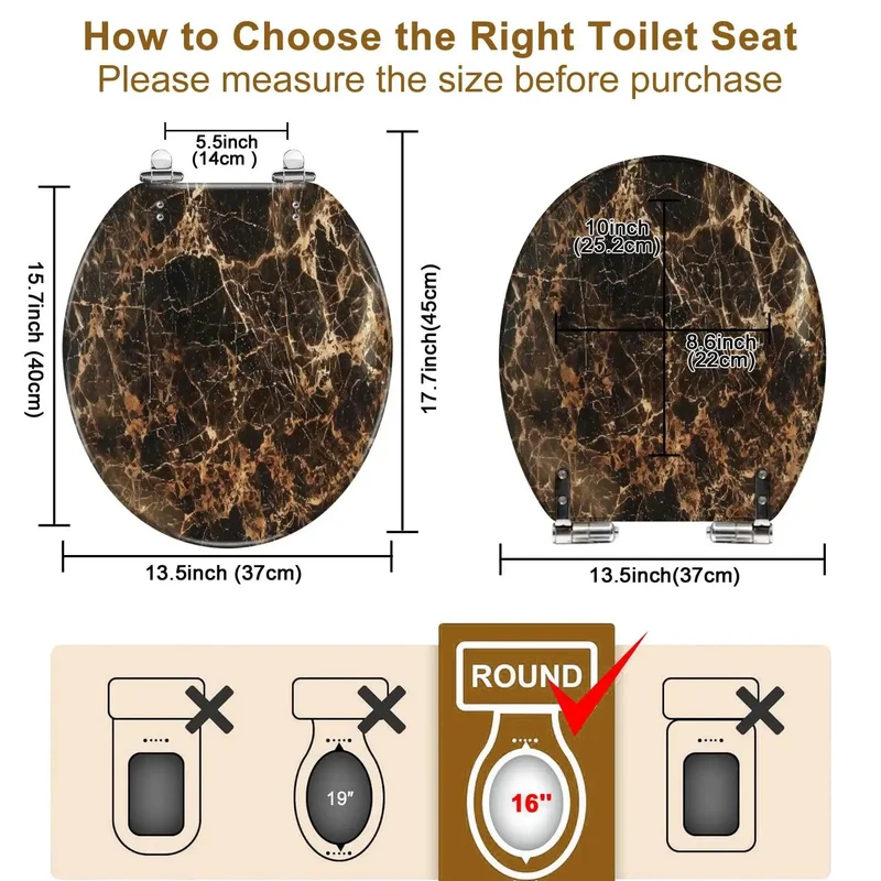 No Fuss Round Replacement Toilet Seat With Slick Soft Close Lid For Bathroom Standard American Fixtures Quick Snap Adjust Hinge Smooth Quiet Close Gentle Drop Easy Peasy Setup