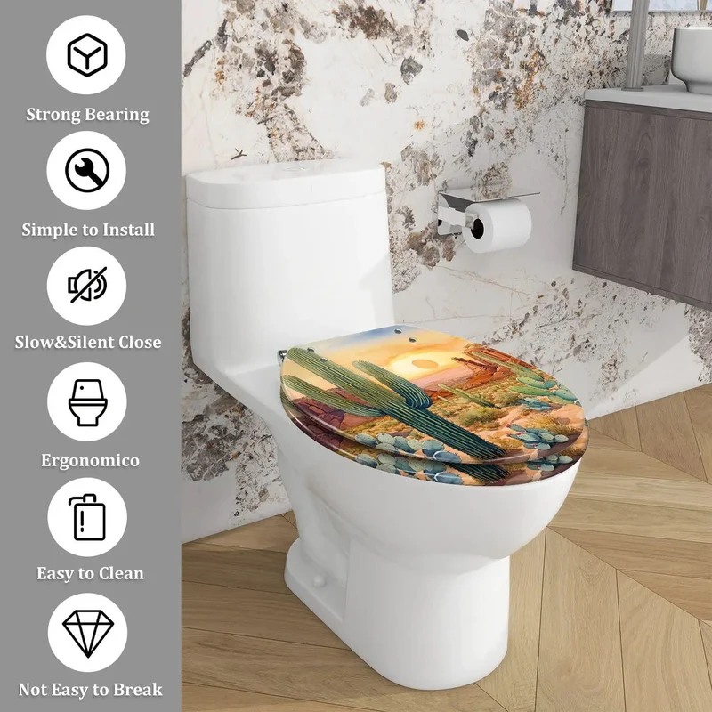 Rock Hard Resin Elongated Toilet Seat For Master Bathrooms Offering Quiet Soft Close Lid And Universal Mounting Hardware For No Sweat Daily Routine Comfort