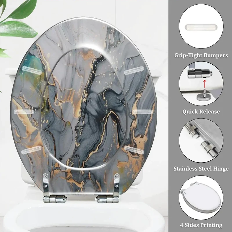 Premium Elongated Toilet Seat With Smooth As Butter Soft Close Hinges Easy Peasy Quick Release Mount Universal Fit For Effortless Home Bathroom Replacement Upgrade And Long Lasting Durability