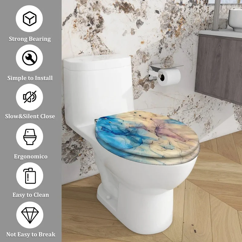 Standard Elongated Toilet Seat With Quiet Close Hinges Heavy Duty Bathroom Replacement Adjustable Hardware Hassle Free Swap For Home Toilets Smooth Glide Lid Rock Solid Build