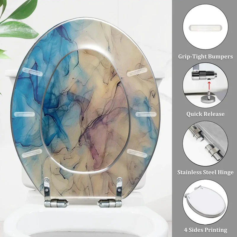Standard Elongated Toilet Seat With Quiet Close Hinges Heavy Duty Bathroom Replacement Adjustable Hardware Hassle Free Swap For Home Toilets Smooth Glide Lid Rock Solid Build