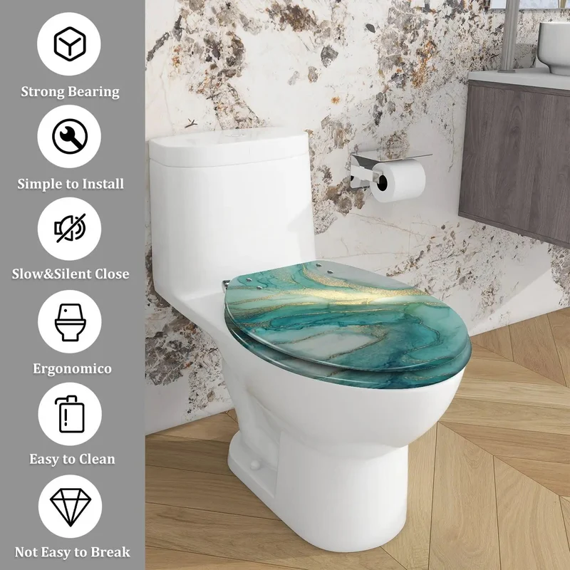 Elongated Resin Toilet Seat For Bathroom With Adjustable Stainless Hinges And Complete Hardware Kit To Fit Skirting Or Standard American Bowls Zero Drama Setup And Heavy Duty Daily Use