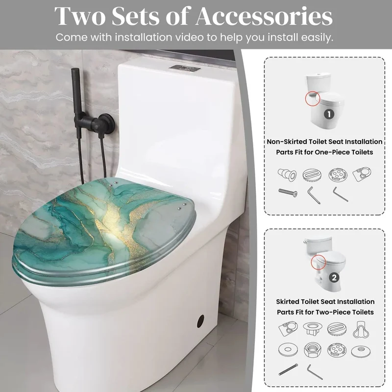 Elongated Resin Toilet Seat For Bathroom With Adjustable Stainless Hinges And Complete Hardware Kit To Fit Skirting Or Standard American Bowls Zero Drama Setup And Heavy Duty Daily Use