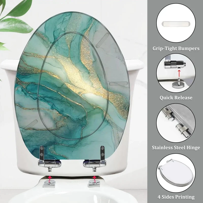 Elongated Resin Toilet Seat For Bathroom With Adjustable Stainless Hinges And Complete Hardware Kit To Fit Skirting Or Standard American Bowls Zero Drama Setup And Heavy Duty Daily Use
