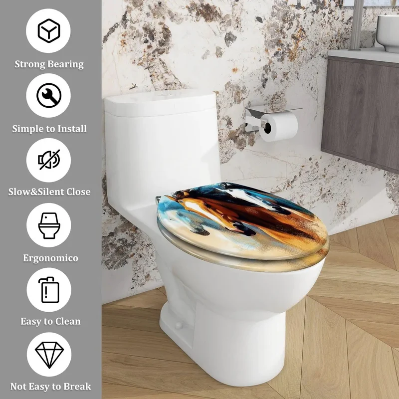 Heavy Duty Elongated Decorative Toilet Seat Fits Like A Glove On Most American Standard Models Features Adjustable Hinges And Universal Hardware For Hassle Free Skirter Install Upgrades Your Restroom With Sleek Style And Reliable Performance