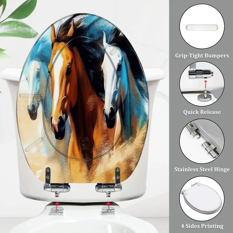 Heavy Duty Elongated Decorative Toilet Seat Fits Like A Glove On Most American Standard Models Features Adjustable Hinges And Universal Hardware For Hassle Free Skirter Install Upgrades Your Restroom With Sleek Style And Reliable Performance