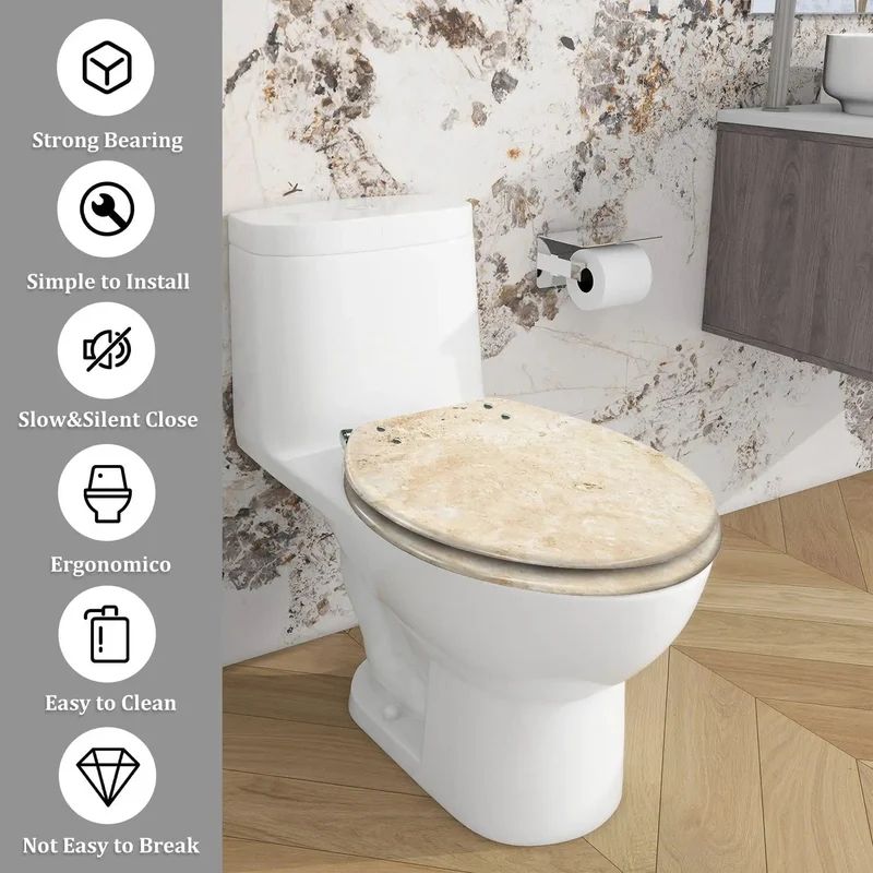 Upgrade Your Bath Game With This Tough Elongated Toilet Seat Featuring Adjustable Hinges With Dual Mounting Accessories For Skirted And Non Skirted Models Hassle Free Setup