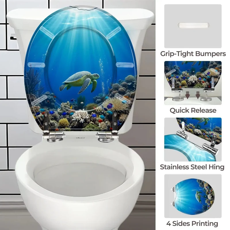 Round Resin Toilet Seat With Smooth Soft Close Lid And Adjustable Universal Mount Kit For Standard Bathroom Fixtures Featuring Heavy Duty Build And Quick Change Install Setup