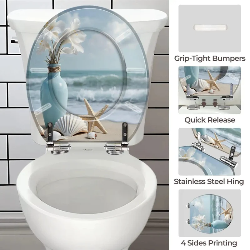 Premium Molded Resin Round Toilet Seat Featuring Silent Closing Lid And No Sweat Universal Brackets For Quick Swap Every Standard Bathroom Setup Today