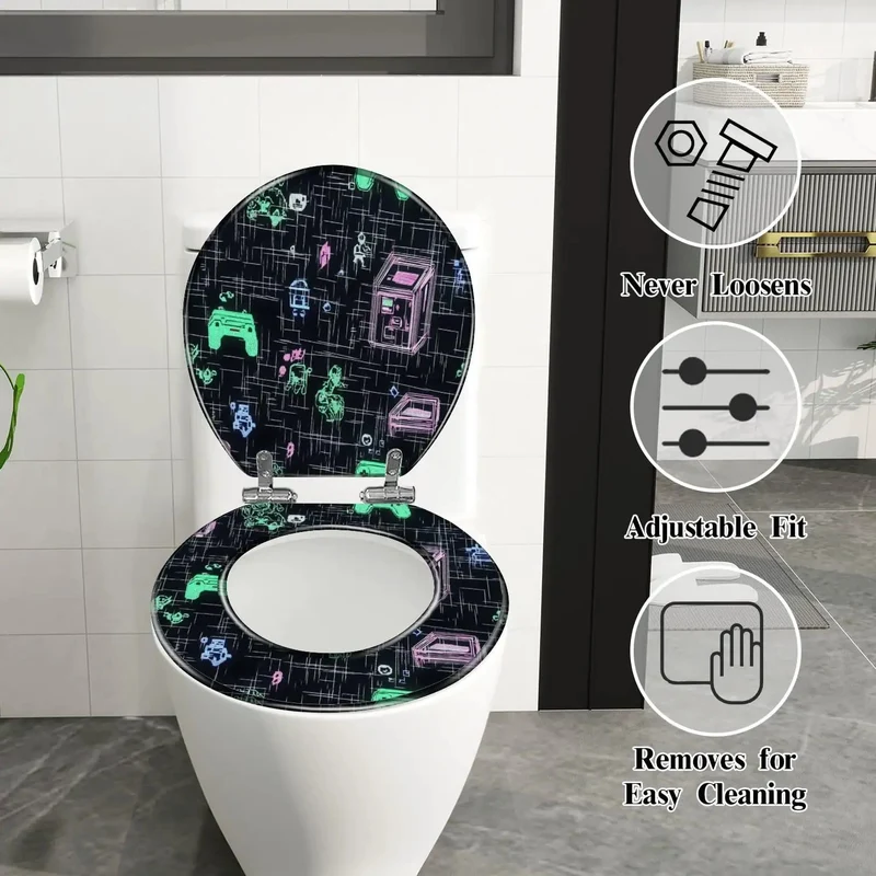 Plug And Play Universal Toilet Seat With Durable Cover Fits Most Standard Bowls Wide Size Range Easy Hook Up Slick Finish No Drama Bathroom Remodel Includes Robust Bolt Kit For Sure Hold