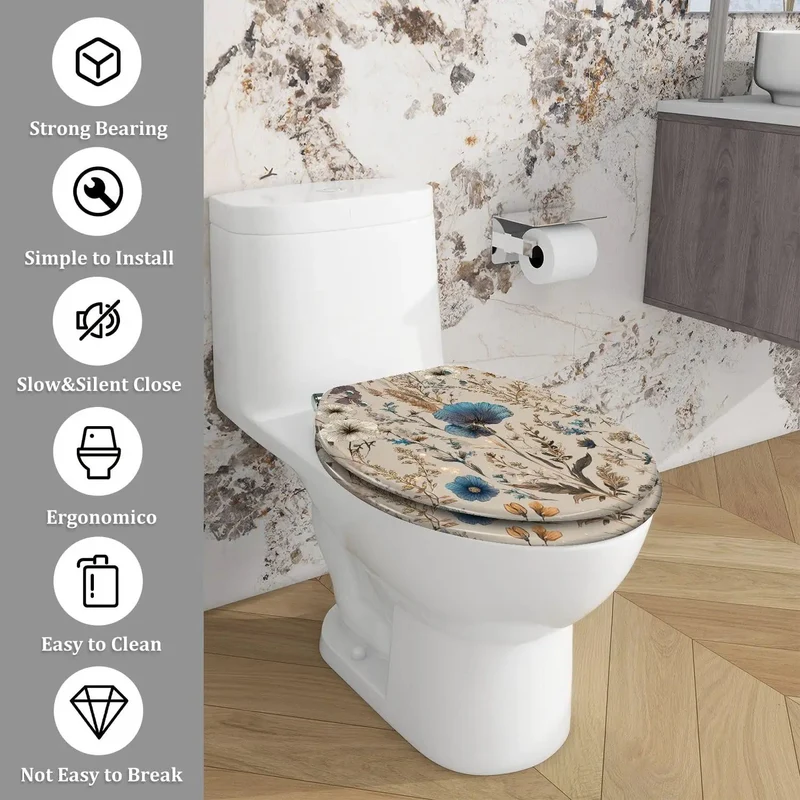 Top Shelf Decorative Elongated Toilet Seat For Modern Bathrooms With Big Time Comfort And Adjustable Hinges Designed For Most American Standard Models Quick Install