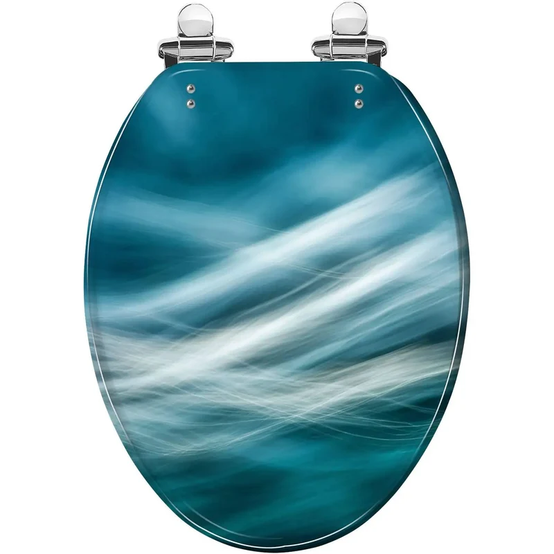 Elongated Quiet Close Toilet Seat For Bathroom Featuring Vibrant Theme Designs Built Like A Tank With Slick Quick Release Hinges For Zero Sweat Everyday Fixes