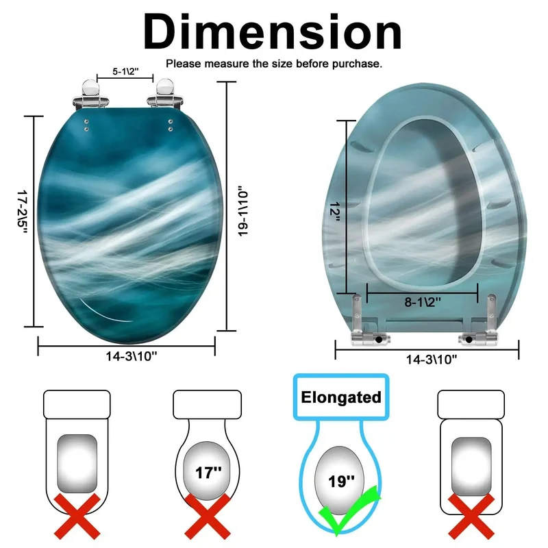 Elongated Quiet Close Toilet Seat For Bathroom Featuring Vibrant Theme Designs Built Like A Tank With Slick Quick Release Hinges For Zero Sweat Everyday Fixes