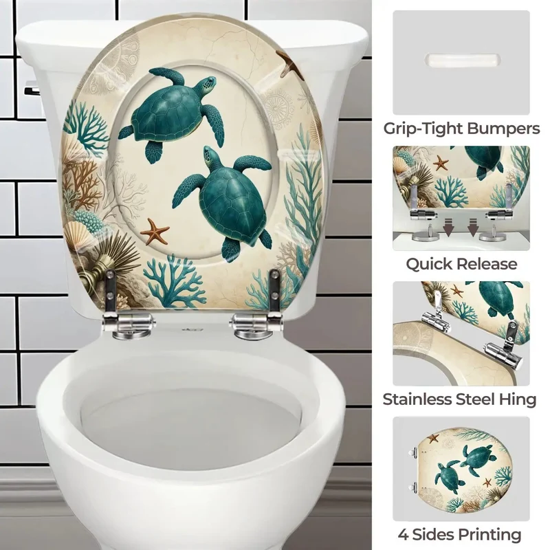Heavy Duty Teal Resin Toilet Seat With Smooth Glide Slow Close Hinges And Totally Hassle Free Install For Standard Bathrooms Featuring Dang Sturdy Waterproof Build That Handles Daily Wear Easily